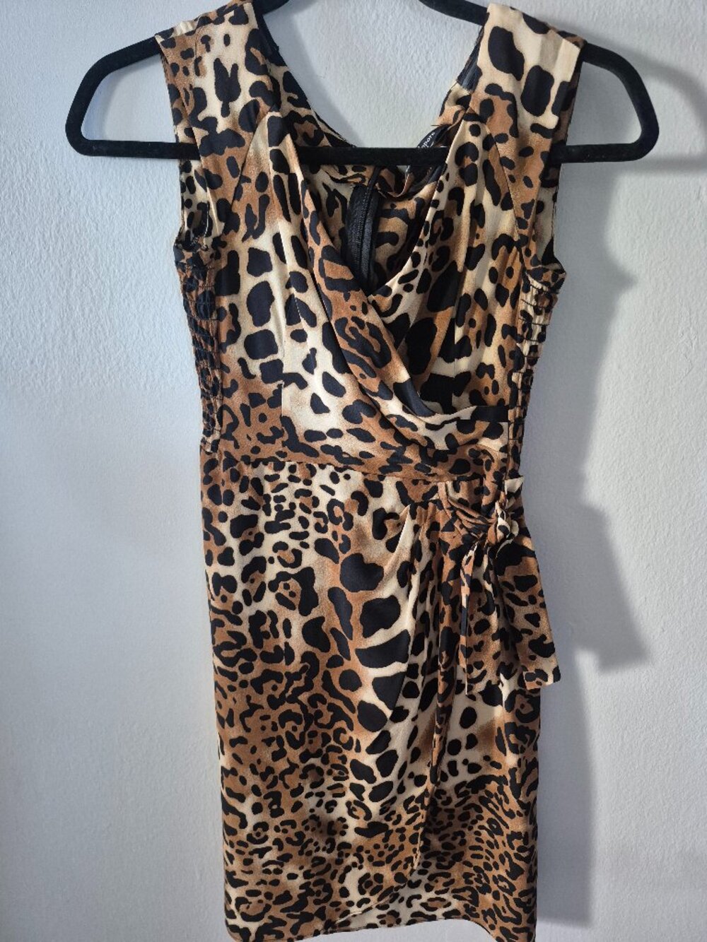 Nanette Lepore Leopard Print Fit & Flare Dress Side Tie Size 0